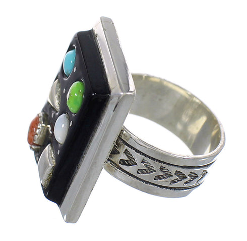 Southwestern Multicolor Sterling Silver Ring Size 5-3/4 YX75887